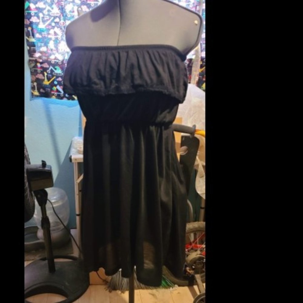 Black Strapless Lounge Dress By Faded Glory (Medium 8/10)